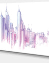 Purple City Skyline - Cityscape Painting Canvas Print