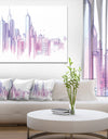 Purple City Skyline - Cityscape Painting Canvas Print