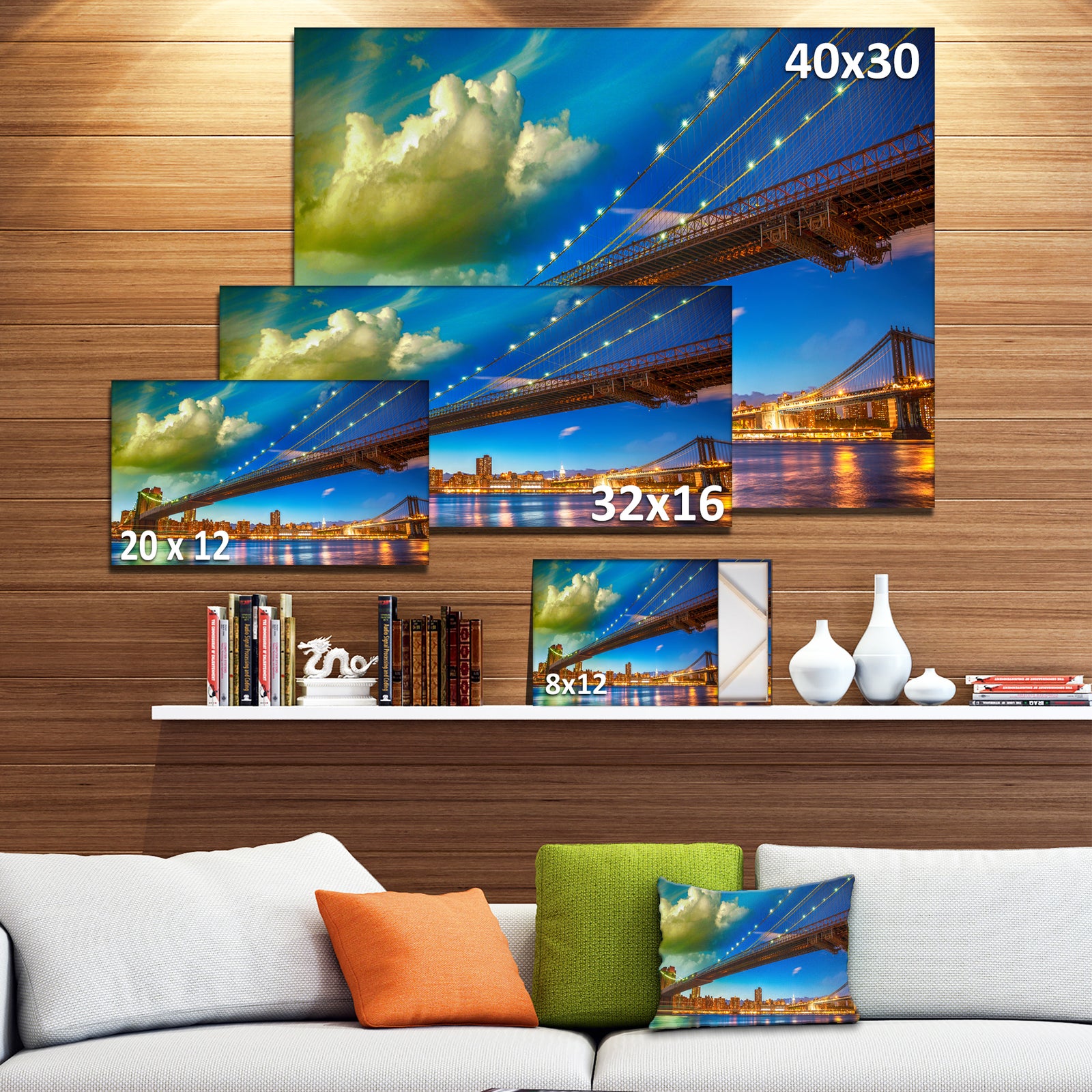 Brooklyn Bridge with Cloud in Sky - Cityscape Photo Canvas Print