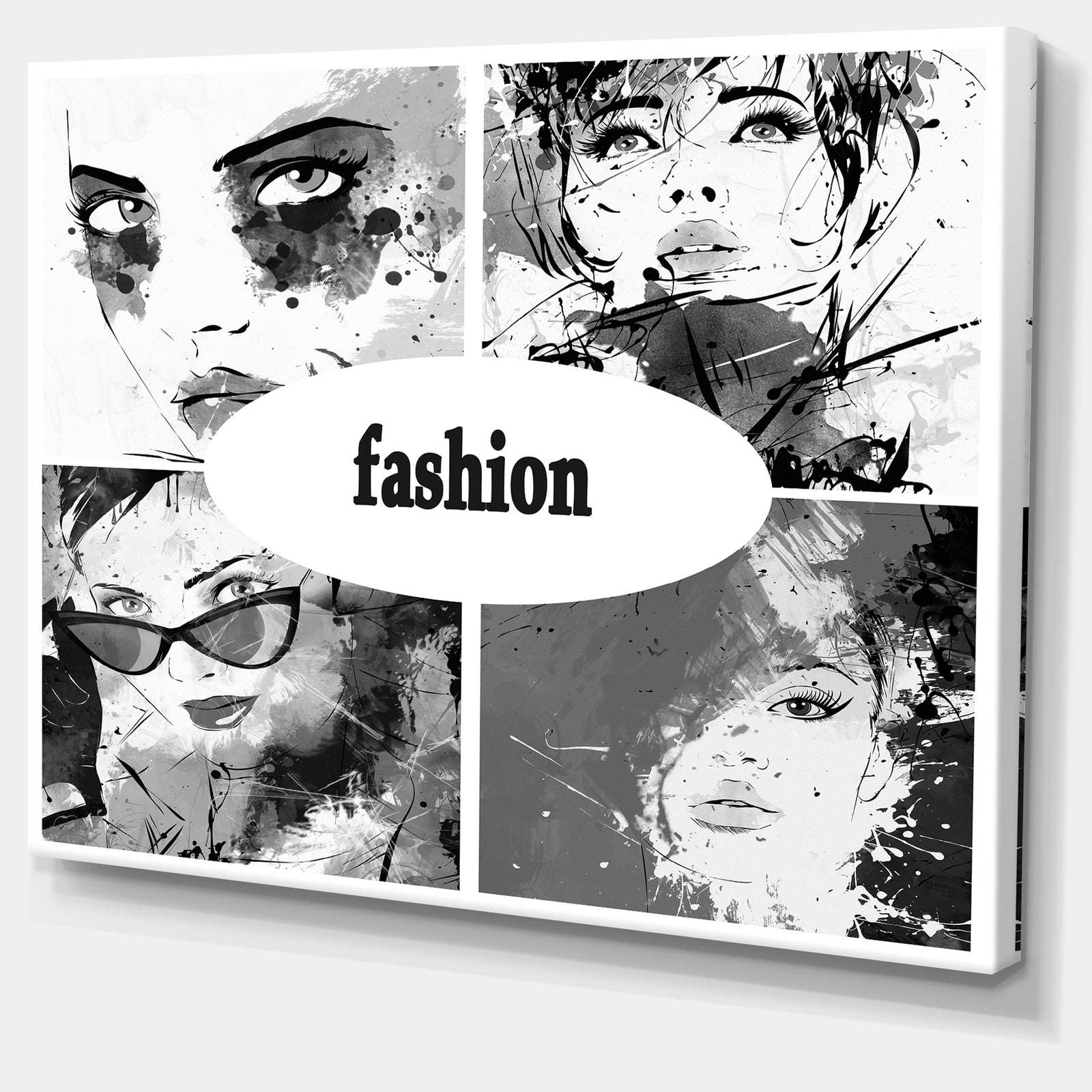 Collage of Girl Faces - Portrait Digital Art Canvas Print