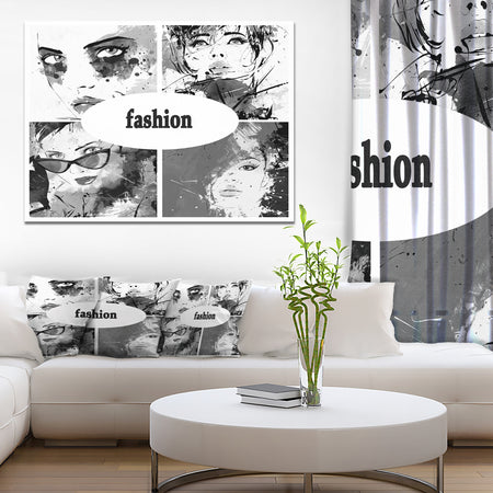 Collage of Girl Faces - Portrait Digital Art Canvas Print