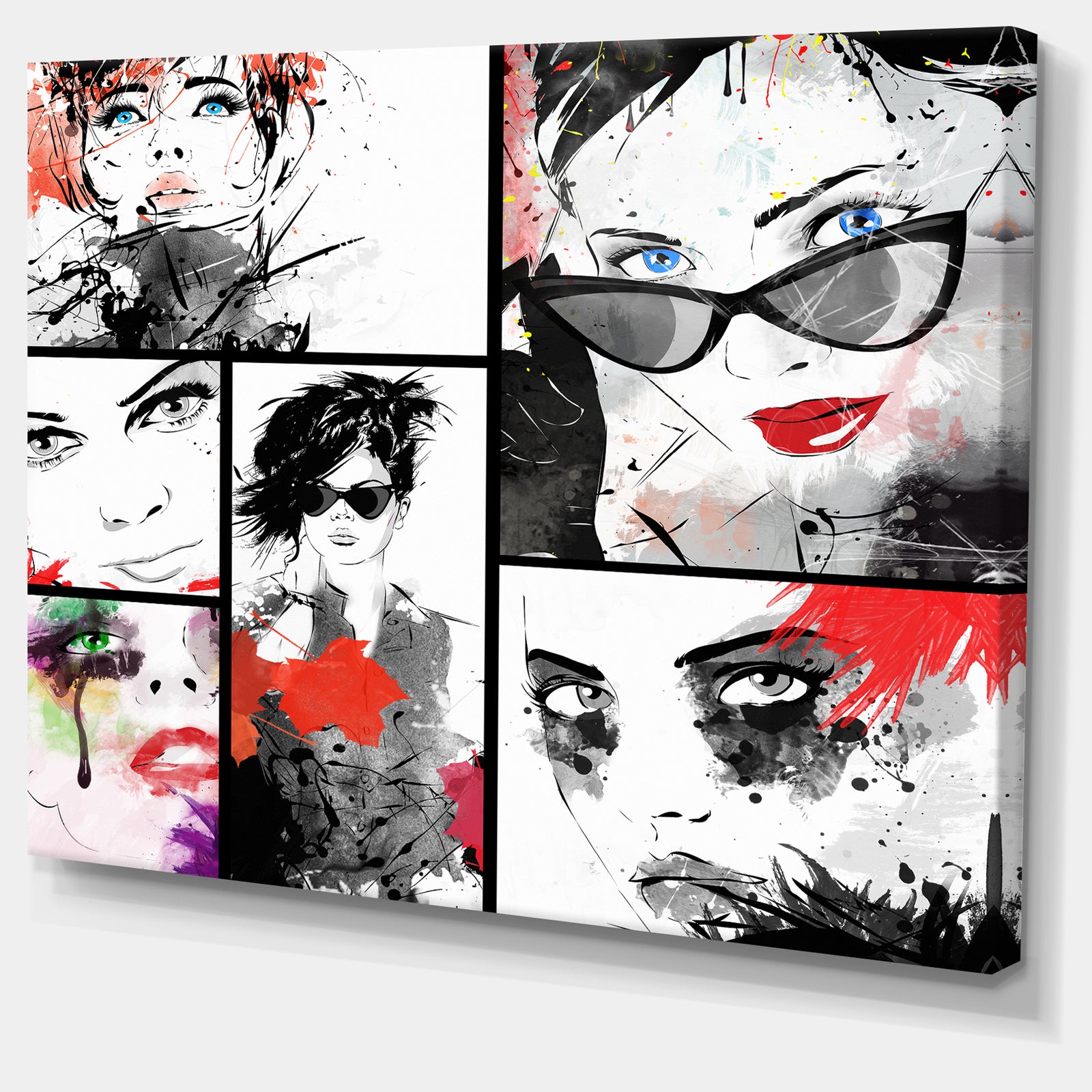 Beautiful Faces Collage - Portrait Digital Art Canvas Print