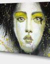 Girl with Yellow Eye line - Portrait Digital Art Canvas Print
