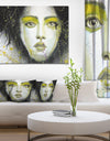 Girl with Yellow Eye line - Portrait Digital Art Canvas Print