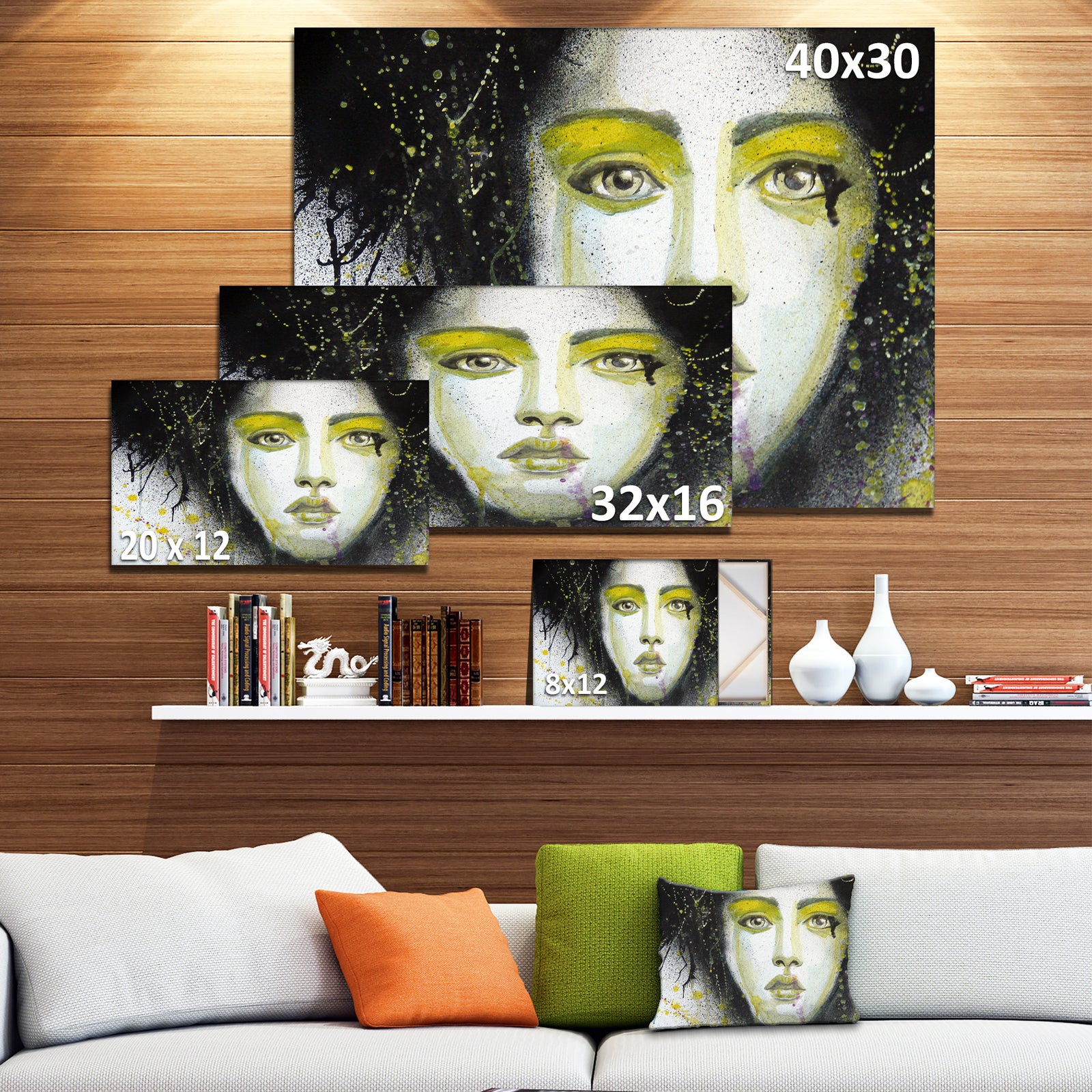 Girl with Yellow Eye line - Portrait Digital Art Canvas Print