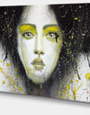Girl with Yellow Eye line Large - Portrait Digital Art Canvas Print