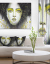 Girl with Yellow Eye line Large - Portrait Digital Art Canvas Print