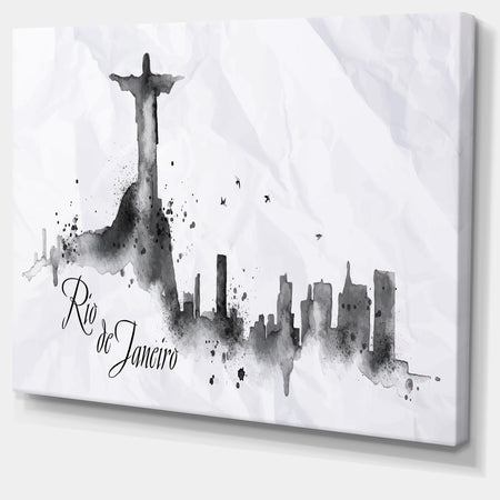 Rio de Janeiro Silhouette - Cityscape Painting Canvas Print