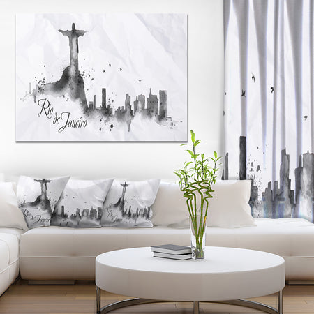 Rio de Janeiro Silhouette - Cityscape Painting Canvas Print