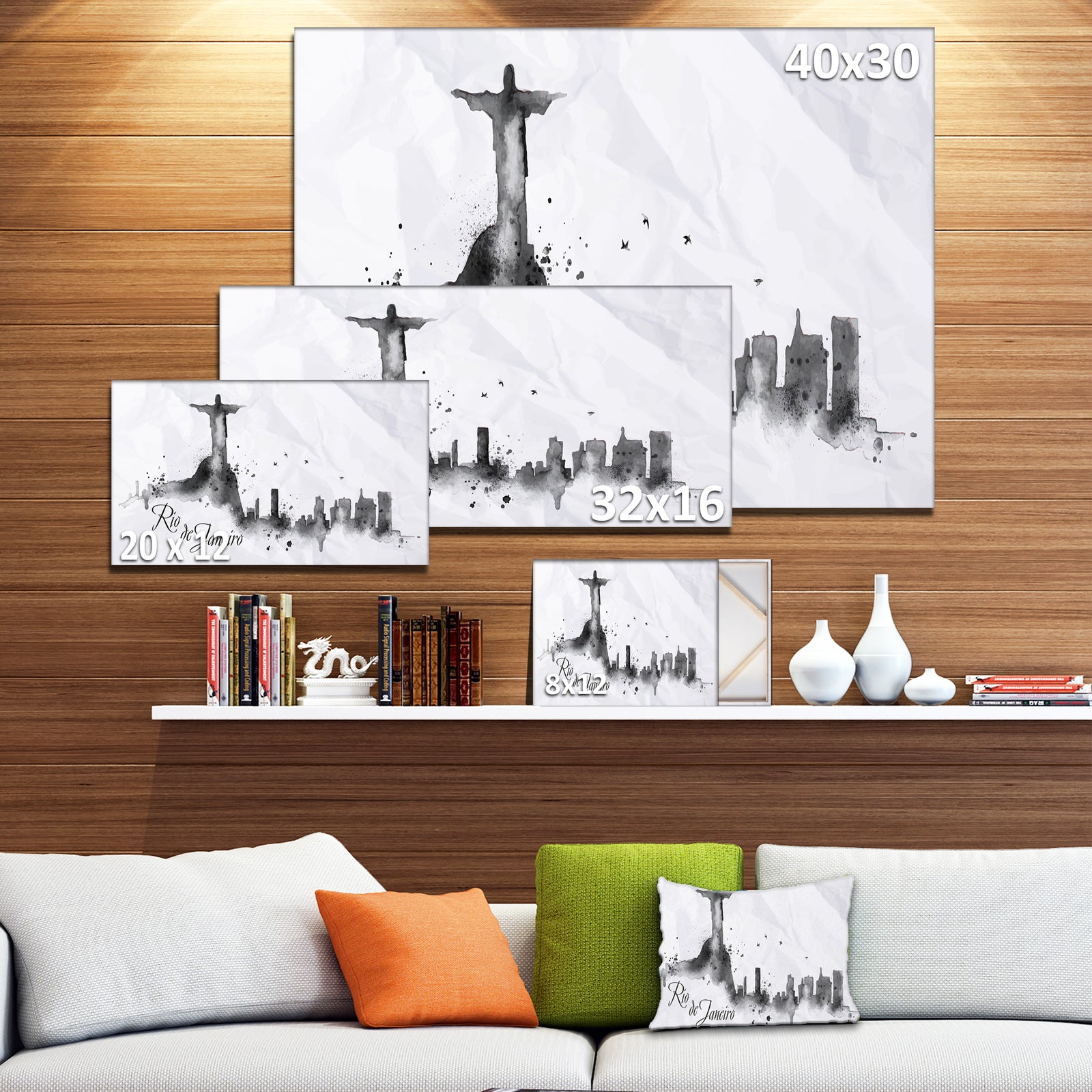 Rio de Janeiro Silhouette - Cityscape Painting Canvas Print