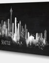 Seattle Dark Silhouette - Cityscape Painting Canvas Print