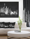 Seattle Dark Silhouette - Cityscape Painting Canvas Print