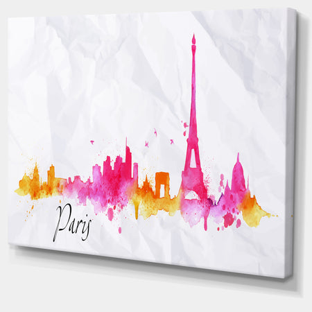 Paris Pink Silhouette - Cityscape Painting Canvas Print