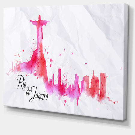 Rio de Janeiro Red Silhouette - Cityscape Painting Canvas Print