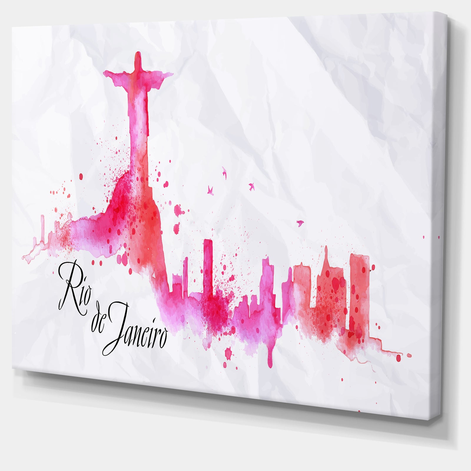 Rio de Janeiro Red Silhouette - Cityscape Painting Canvas Print