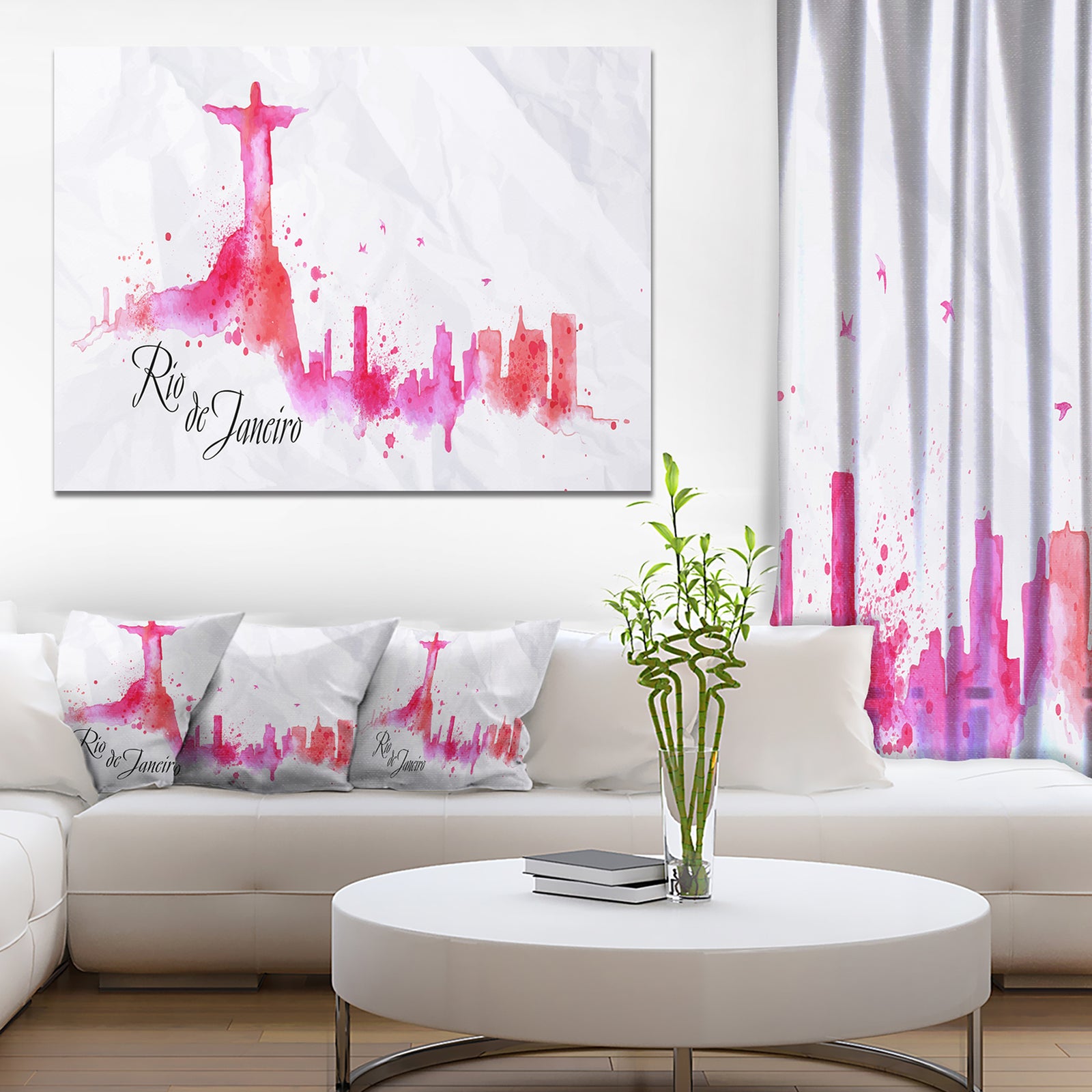 Rio de Janeiro Red Silhouette - Cityscape Painting Canvas Print