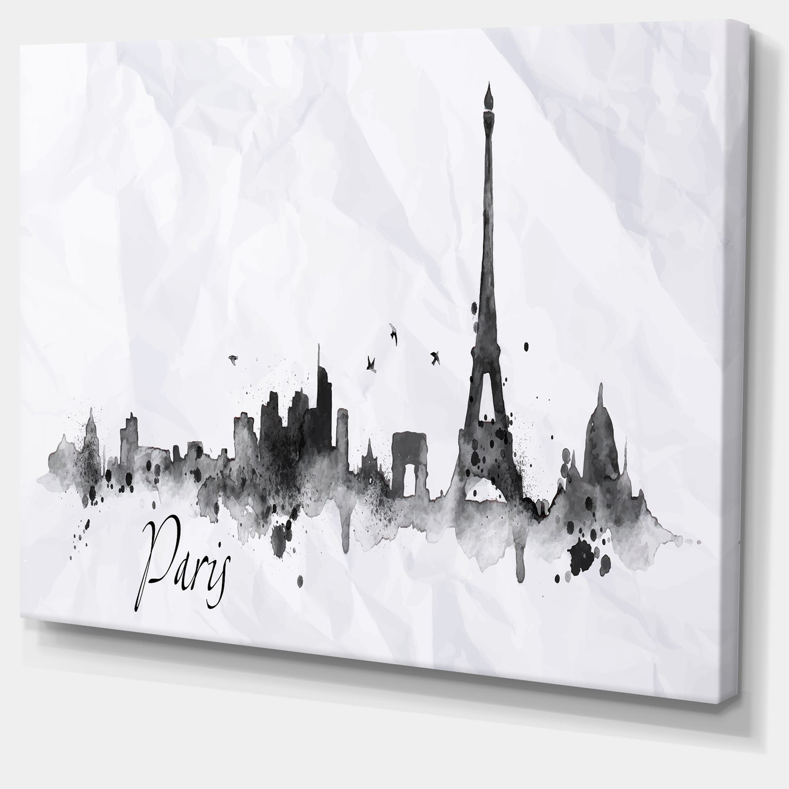 Paris with Eiffel Silhouette - Cityscape Painting Canvas Print