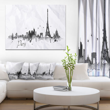 Paris with Eiffel Silhouette - Cityscape Painting Canvas Print