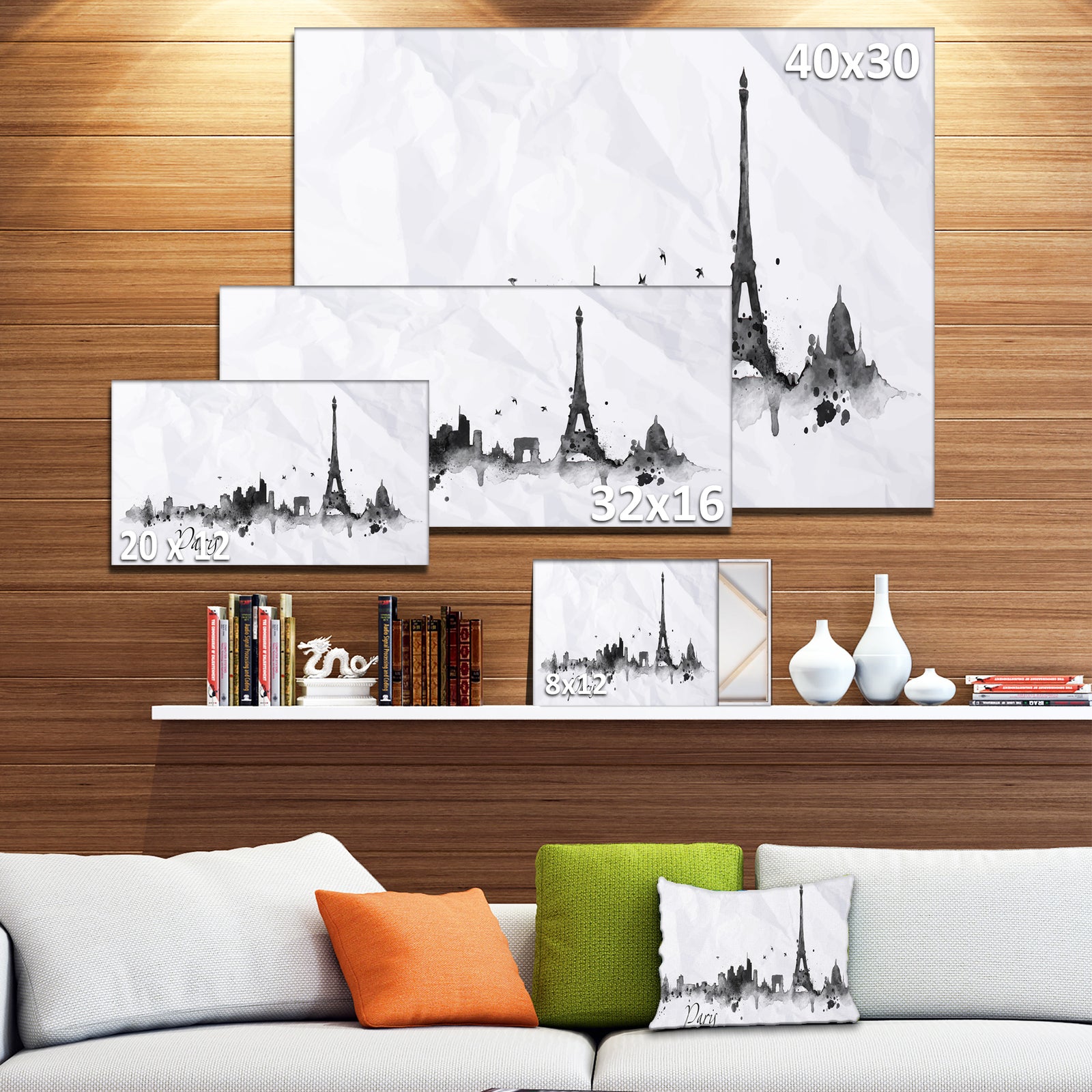 Paris with Eiffel Silhouette - Cityscape Painting Canvas Print