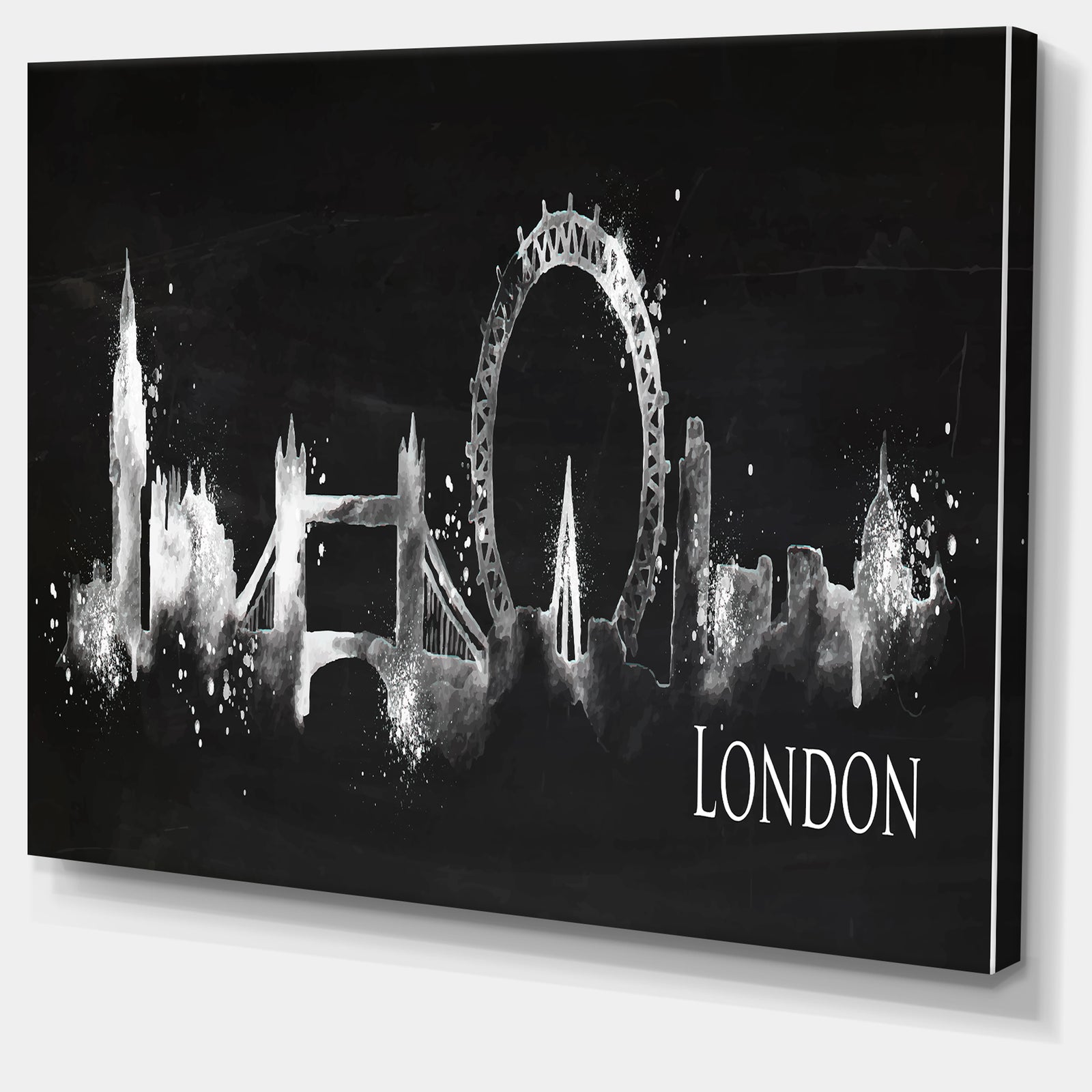 London Dark Silhouette - Cityscape Painting Canvas Print