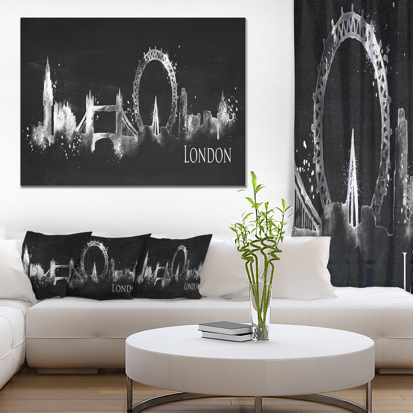 London Dark Silhouette - Cityscape Painting Canvas Print