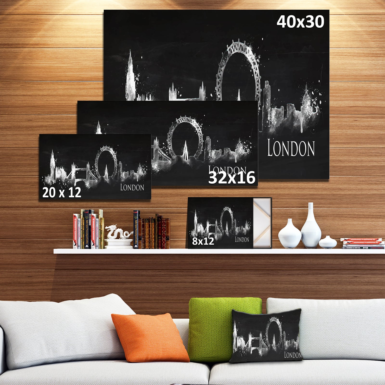 London Dark Silhouette - Cityscape Painting Canvas Print