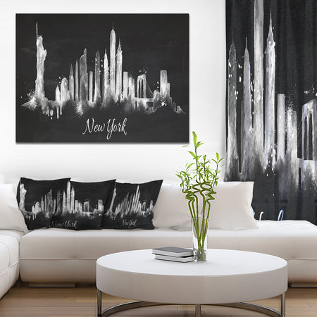 New York Dark Silhouette - Cityscape Painting Canvas Print