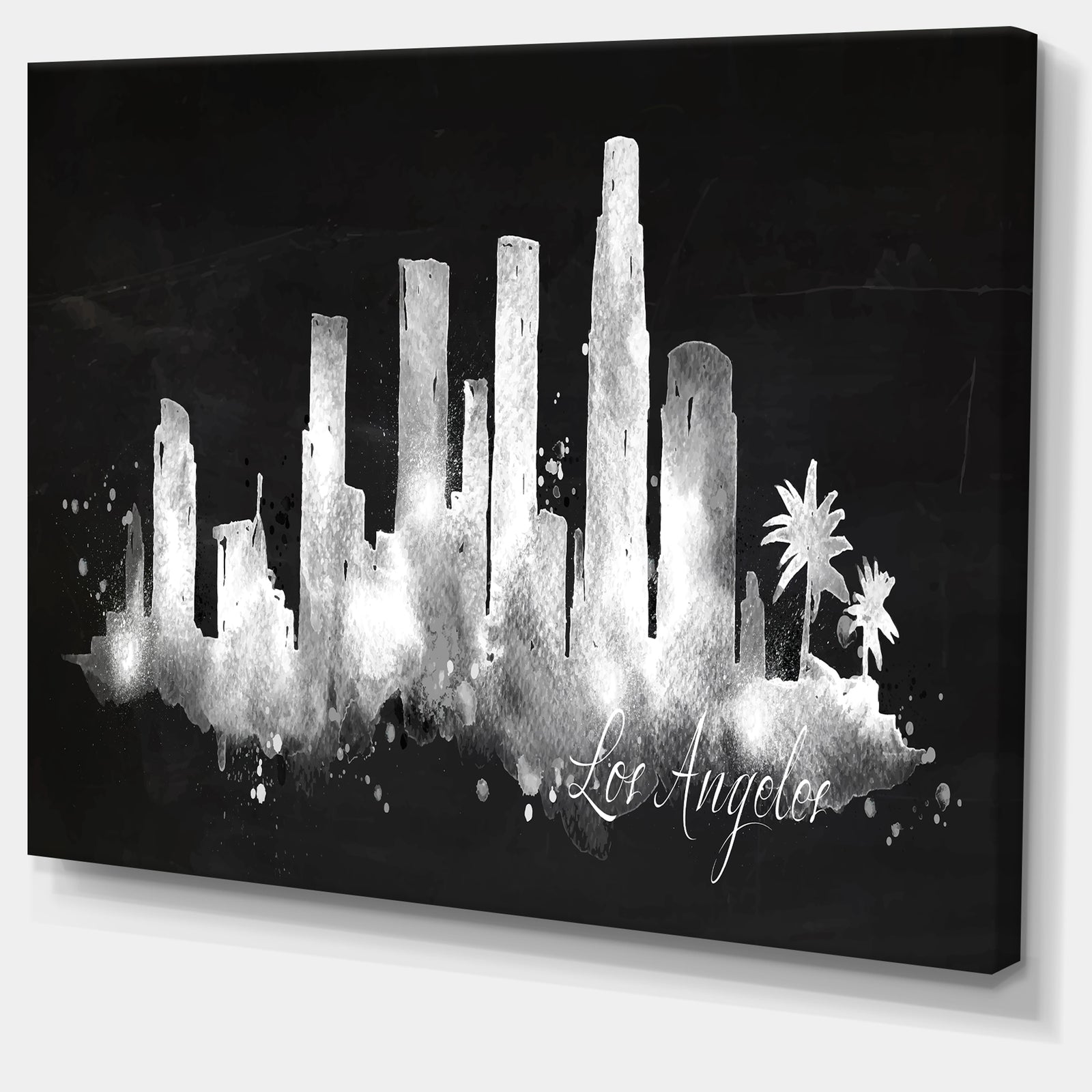 Los Angeles Dark Silhouette - Cityscape Painting Canvas Print