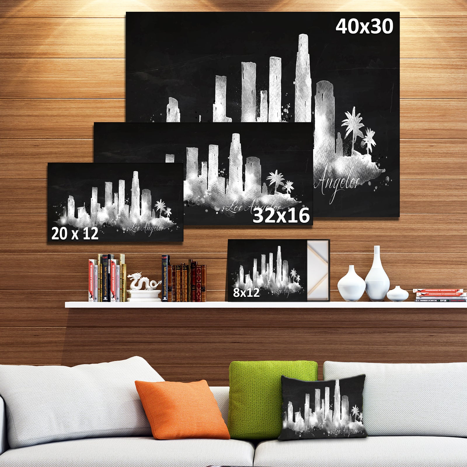 Los Angeles Dark Silhouette - Cityscape Painting Canvas Print