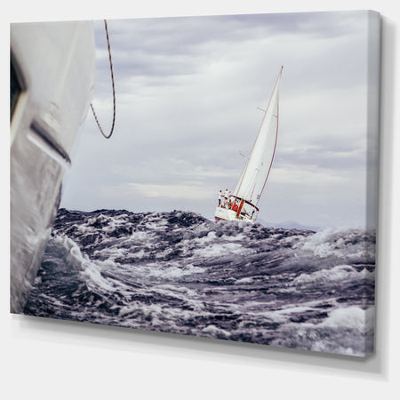 Storm While Sailing - Seascape Painting Canvas Print