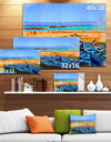 Blue Boats in Sea - Seascape Painting Canvas Print