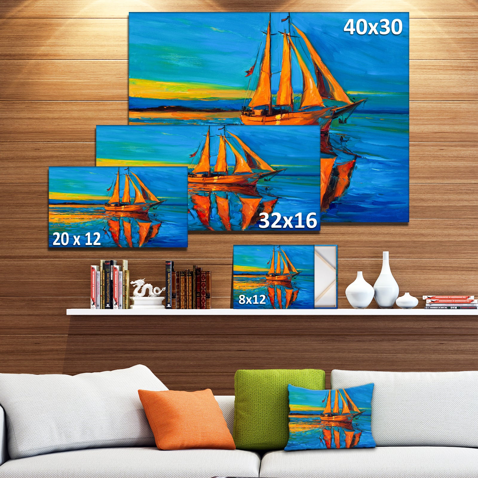 Brown Sailing Boat - Seascape Painting Canvas Print
