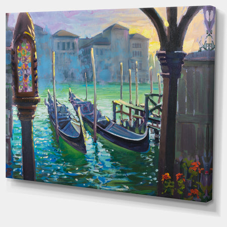 Gondolas in Venice - Landscape Painting Canvas Print