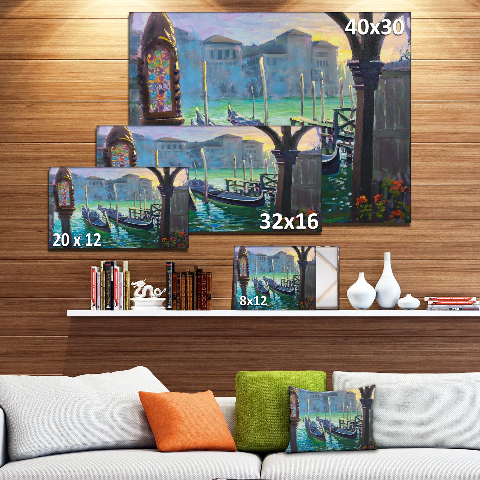 Gondolas in Venice - Landscape Painting Canvas Print