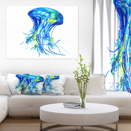 Ocean Water Jellyfish - Animal Digital Art Canvas Print