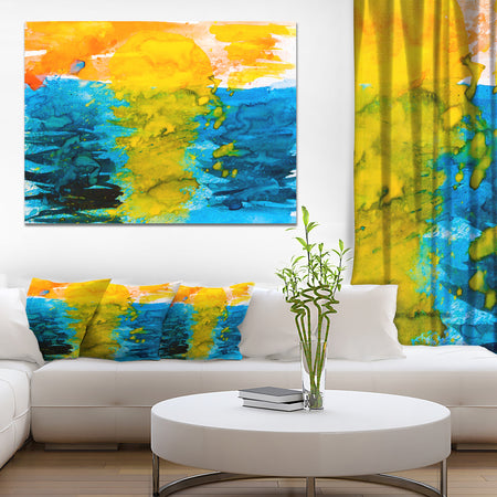 Sea Texture in Yellow Blue - Abstract Painting Canvas Print