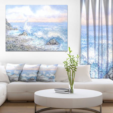 Blue Watercolor Waters - Seascape Canvas Art Print