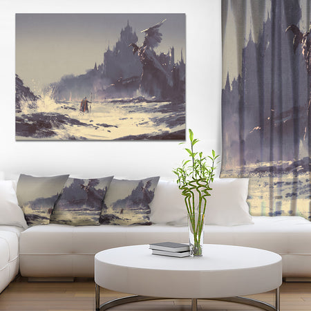 Dark Fantasy Castle - Landscape Painting Canvas Print