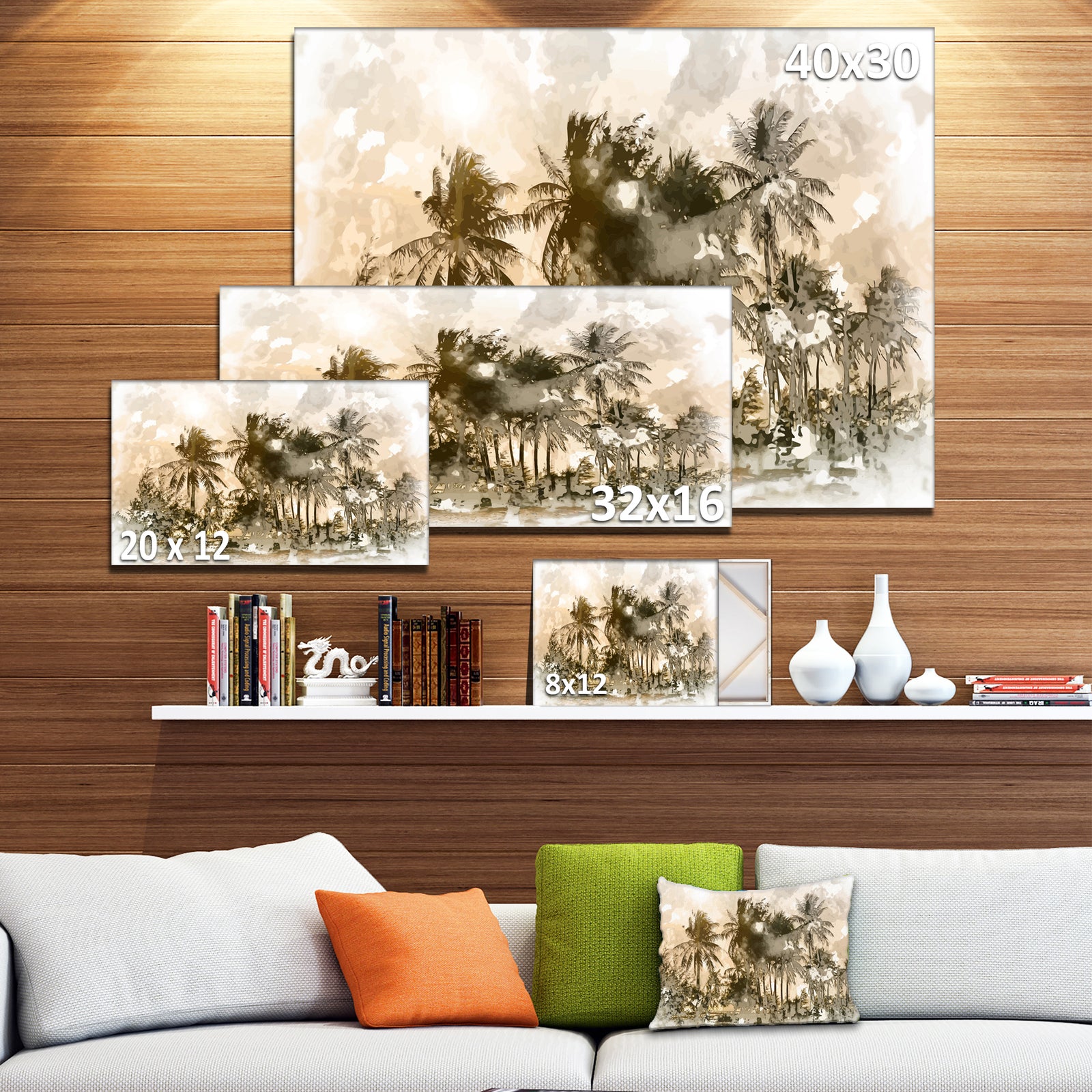 Dark Palms at Sunset - Landscape Canvas Art Print
