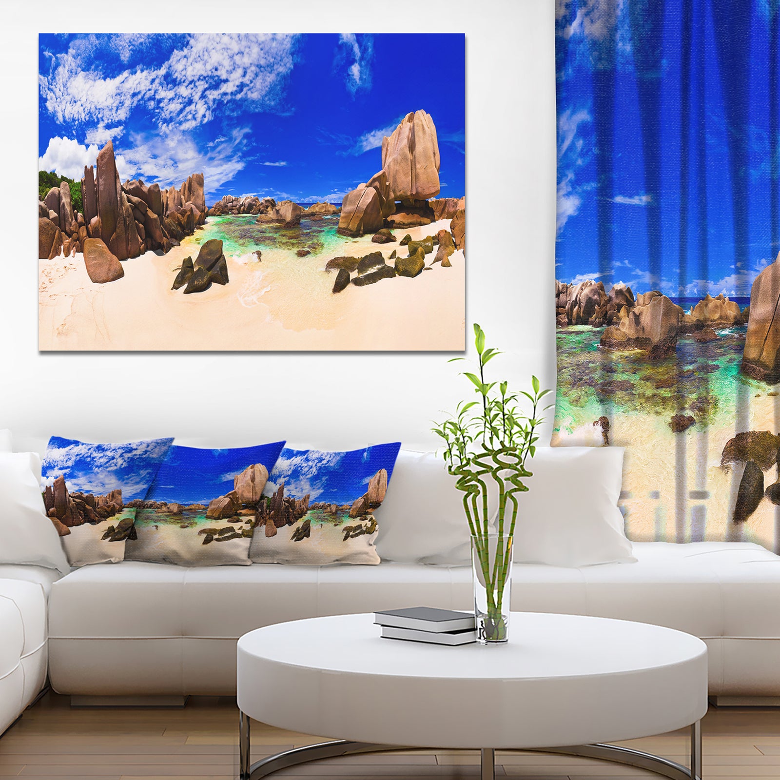 Tropical Beach at Seychelles - Landscape Photo Canvas Print