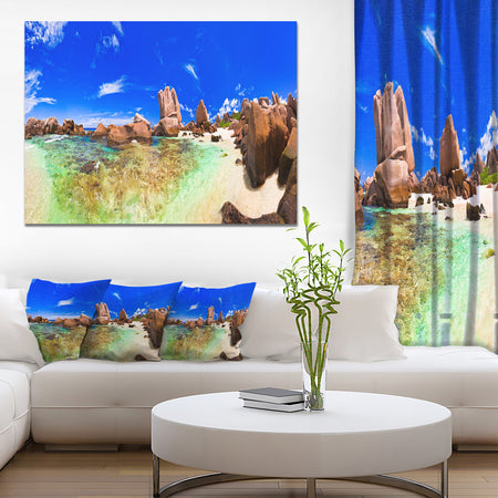 Bright Tropical Beach Panorama - Landscape Photo Canvas Print