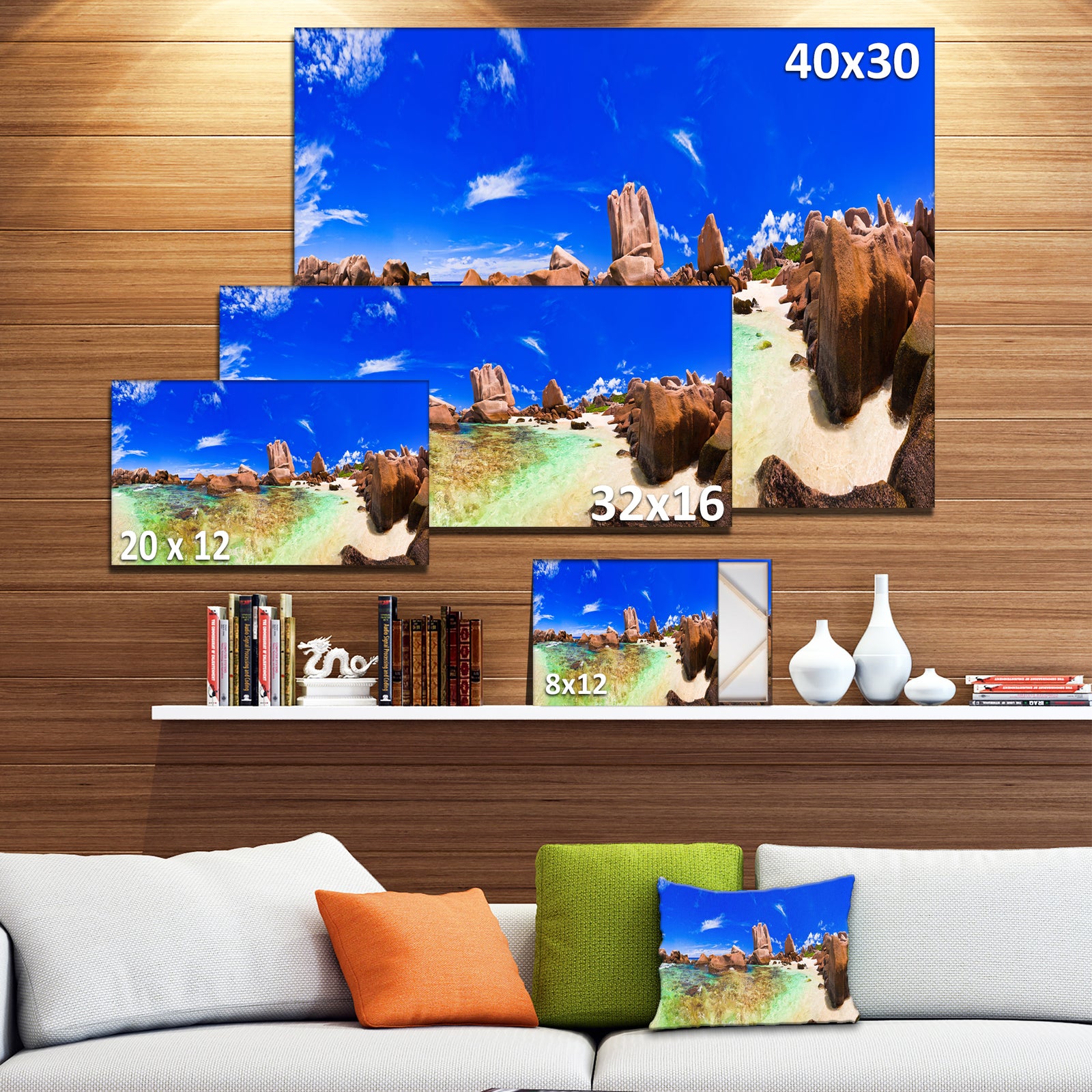 Bright Tropical Beach Panorama - Landscape Photo Canvas Print