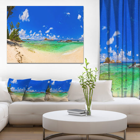 Tropical Beach with Green Sea - Landscape Photo Canvas Print