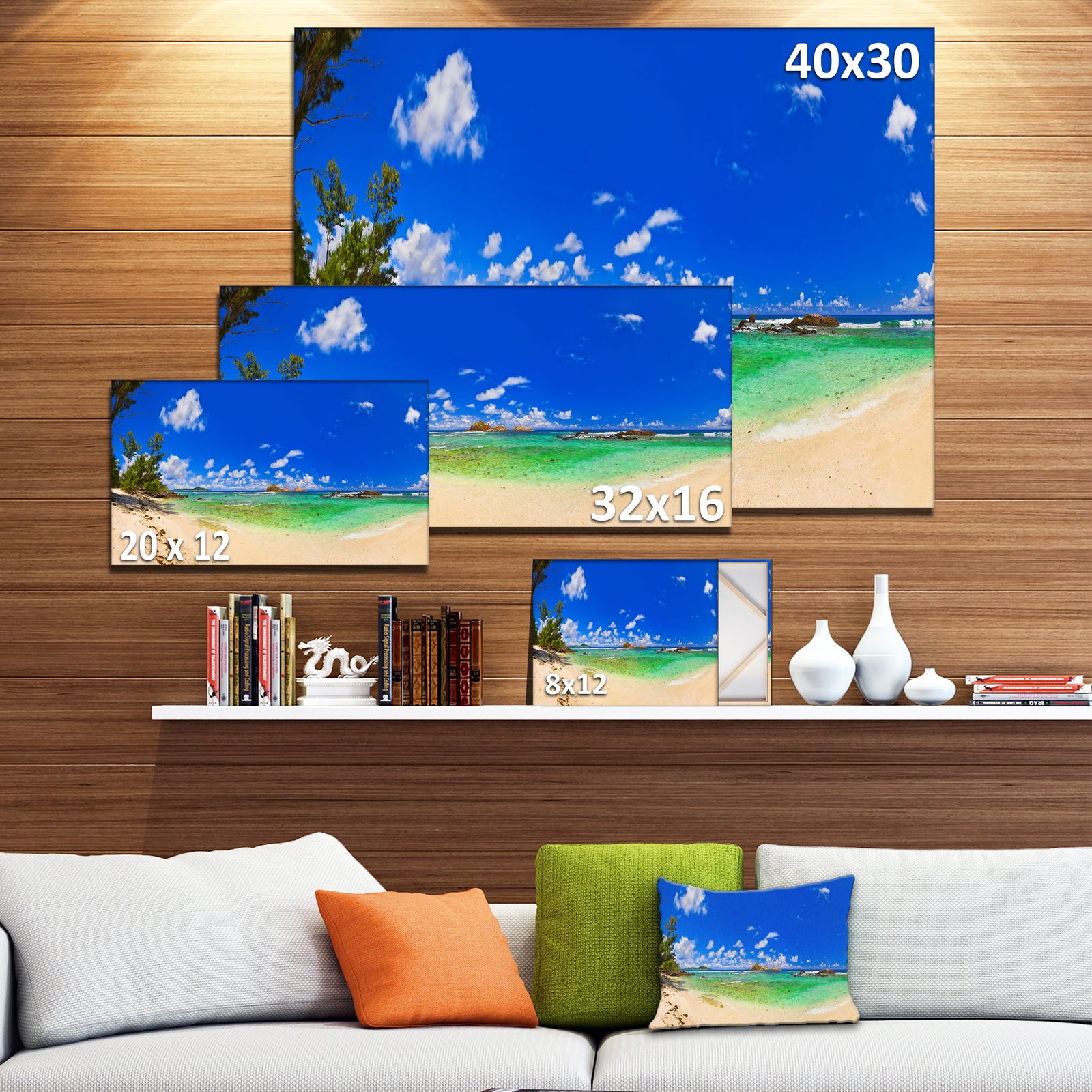 Tropical Beach with Green Sea - Landscape Photo Canvas Print
