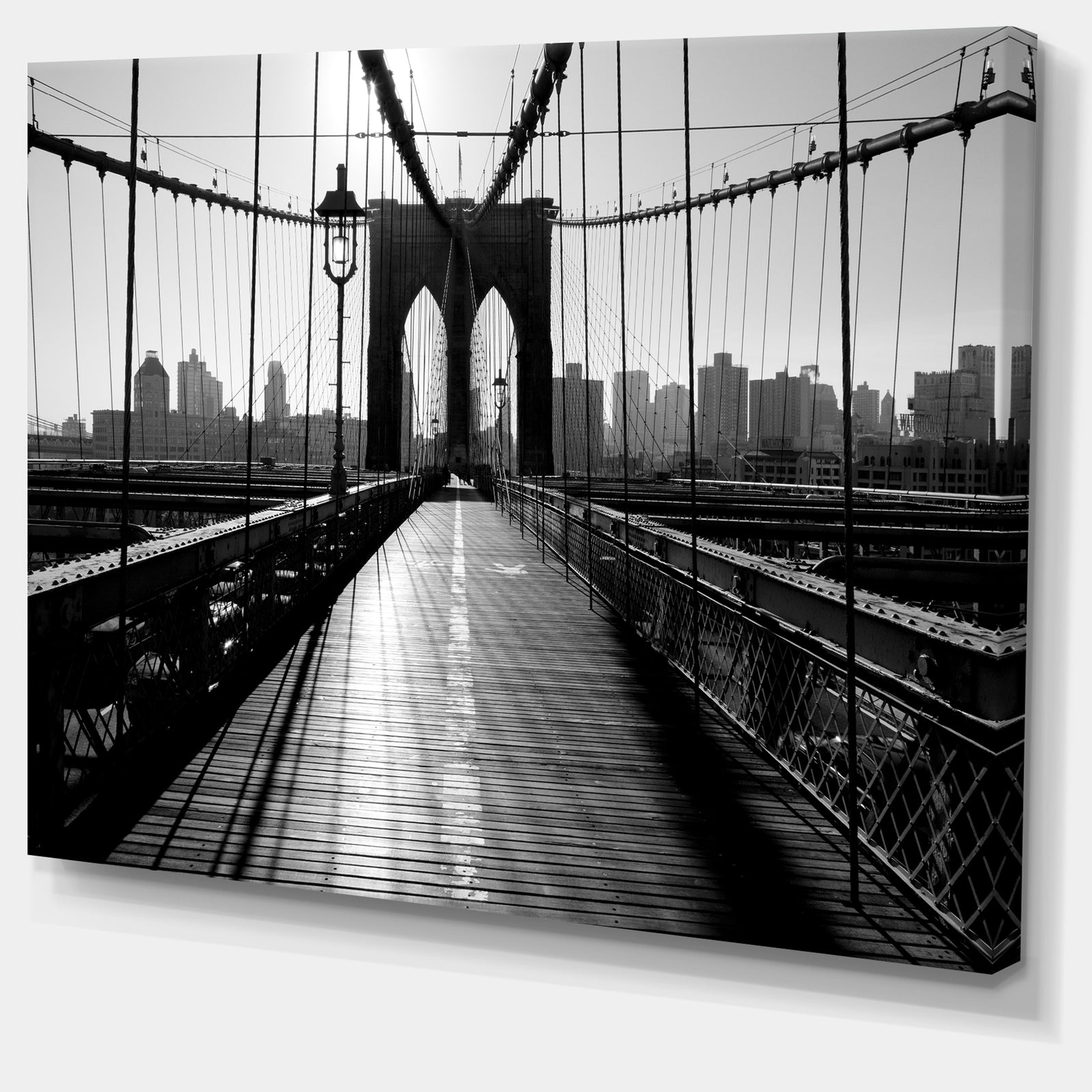 Dark Brooklyn Bridge - Cityscape Photo Canvas Print