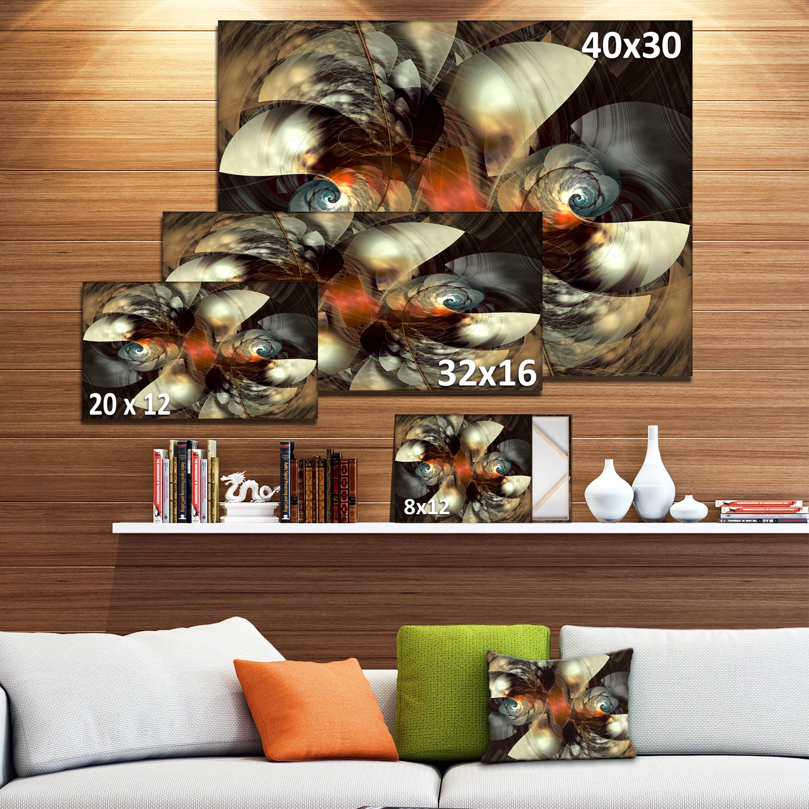 Brown Fractal Artwork - Abstract Digital Art Canvas Print