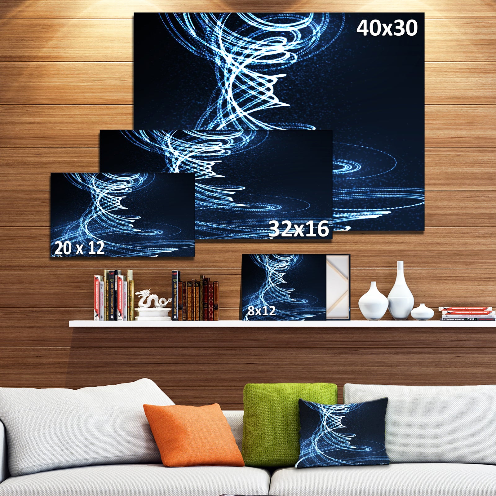 3D Illuminated Helix Shapes - Abstract Digital Art Canvas Print