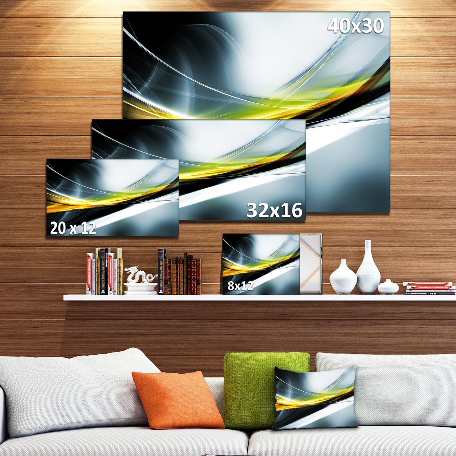 Glittering Yellow Pattern - Abstract Digital Art Canvas Print