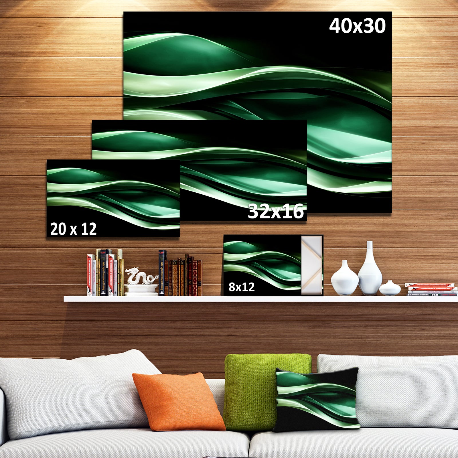 Glittering Green Pattern - Abstract Digital Art Canvas Print