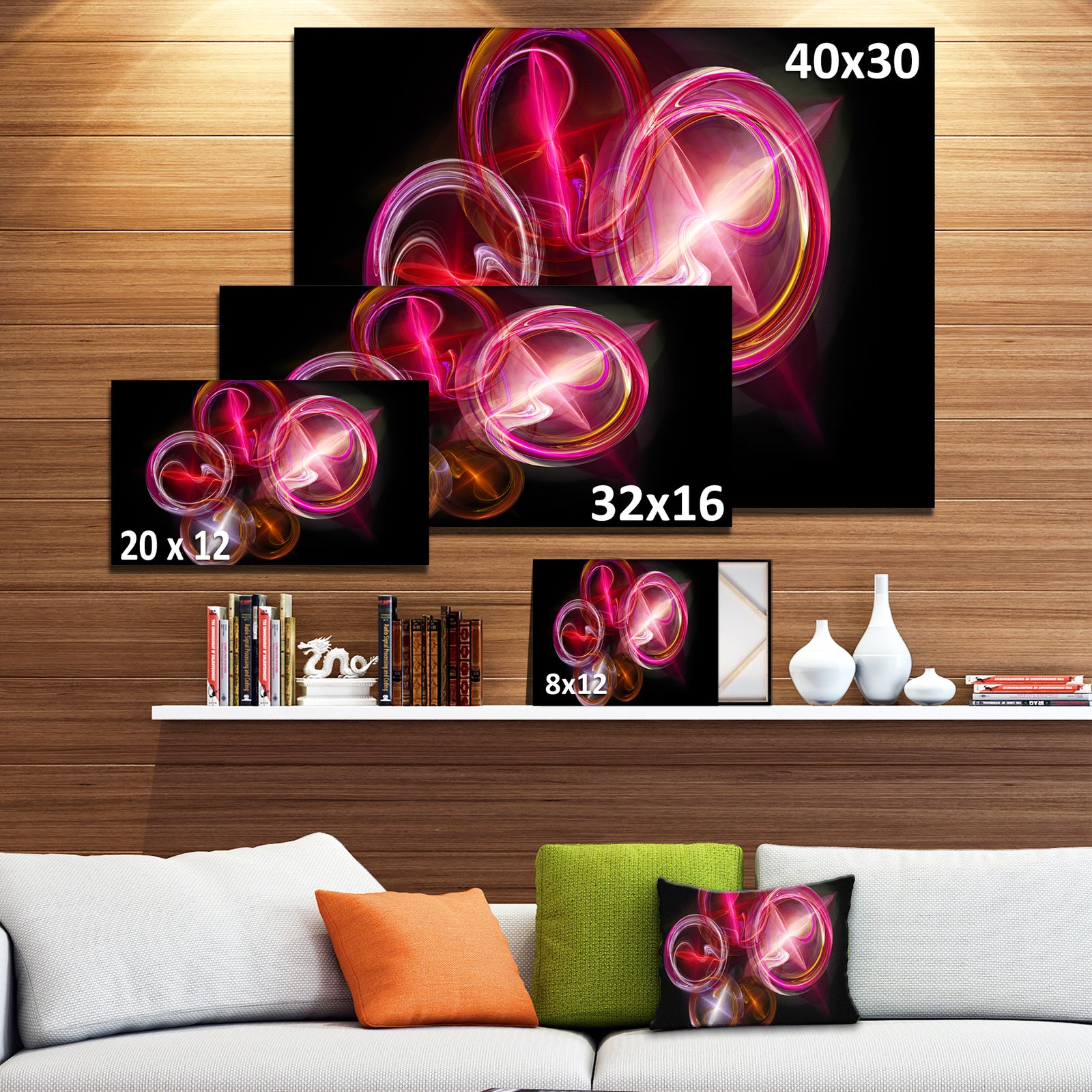 Red Fractal Desktop Wallpaper - Abstract Digital Art Canvas Print